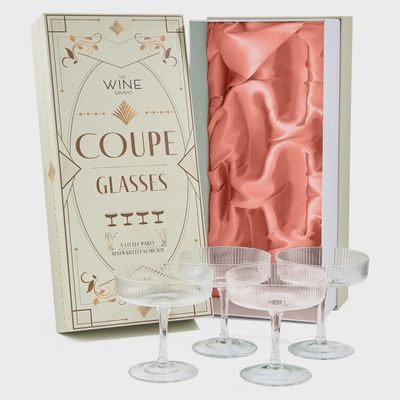 Ribbed Coupe Glasses, Set of 4