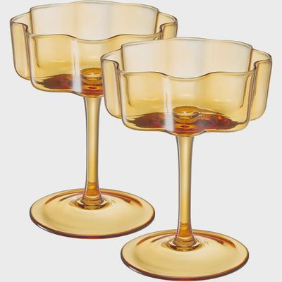 Flower Coupe Glass, Set of 2