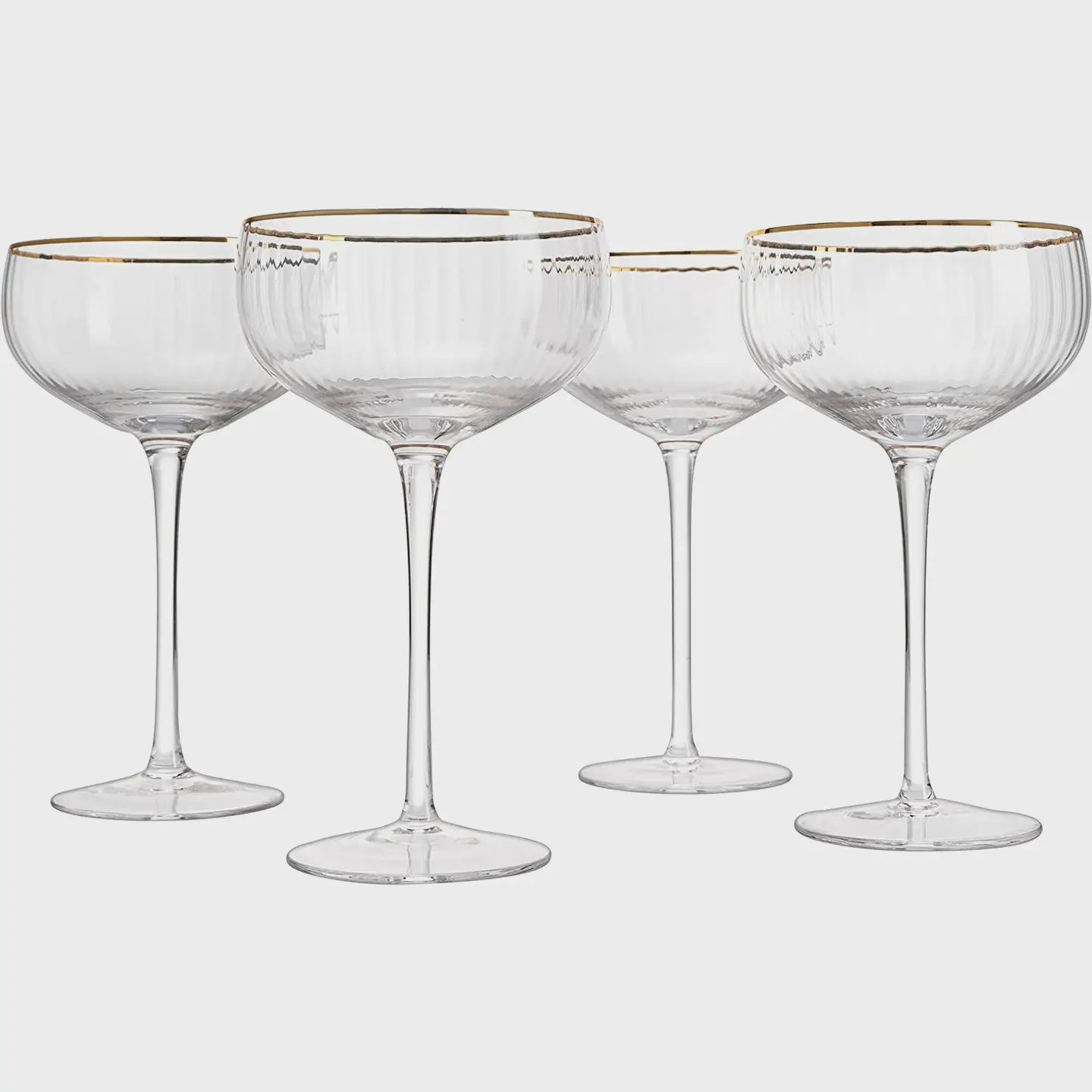 Gold Rim Coupe Glass, Set of 4