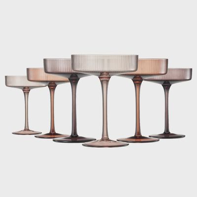Ribbed Fall Coupe Glass, Set of 6