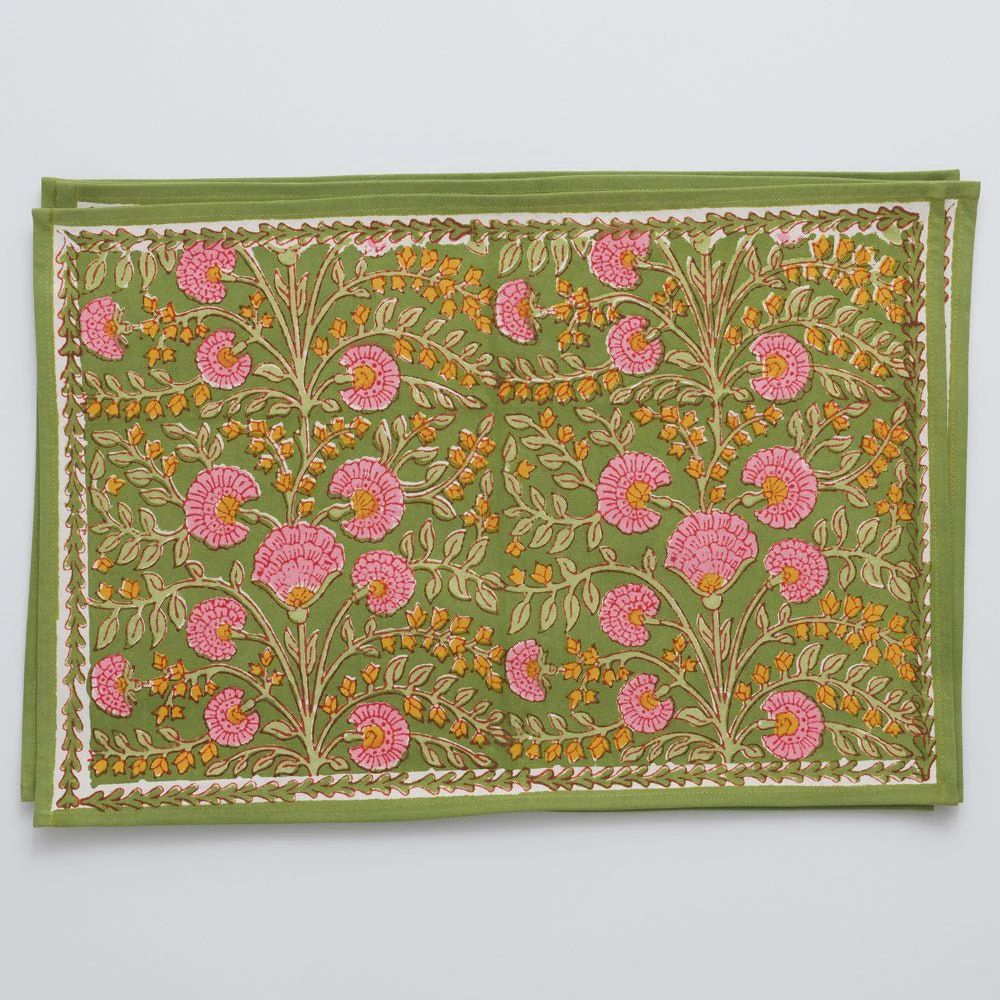 Placemats, Set of 4, Pattern: Cactus Flower Fern &amp; Flamingo