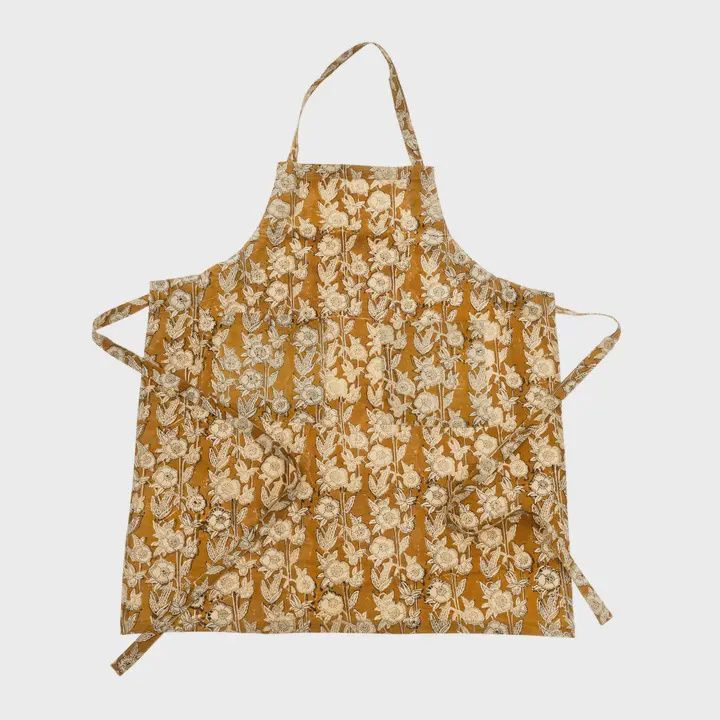 Block Print Apron, Color: Marigold