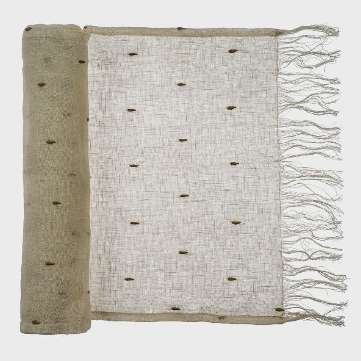Teardrop Linen Voile Table Runner, Color: Natural