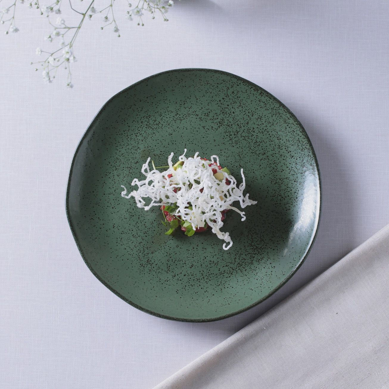 Organic Stoneware Dessert Plate, Color: Greenery