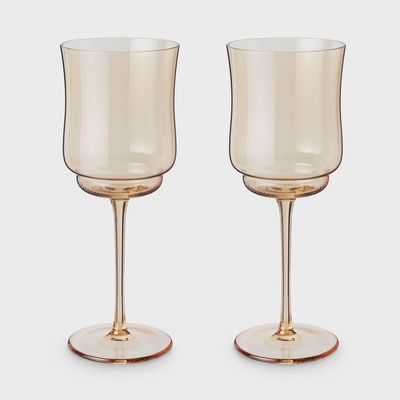 Tulip Amber Tinted Wine Glasses, Set of 2