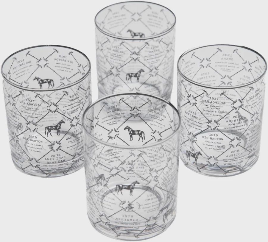 Triple Crown Bourbon Glass, Set of 4, Pattern: Triple Crown Champions