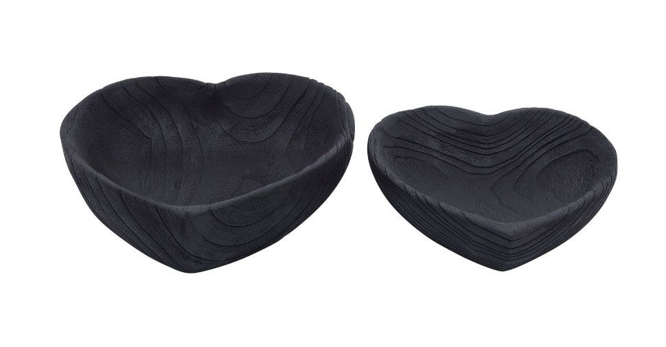 10" Heart Bowls, Black
