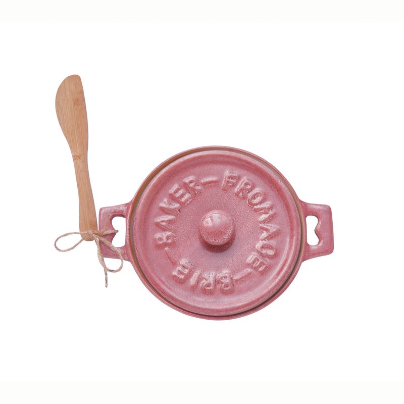 Pink Brie Baker with spreader