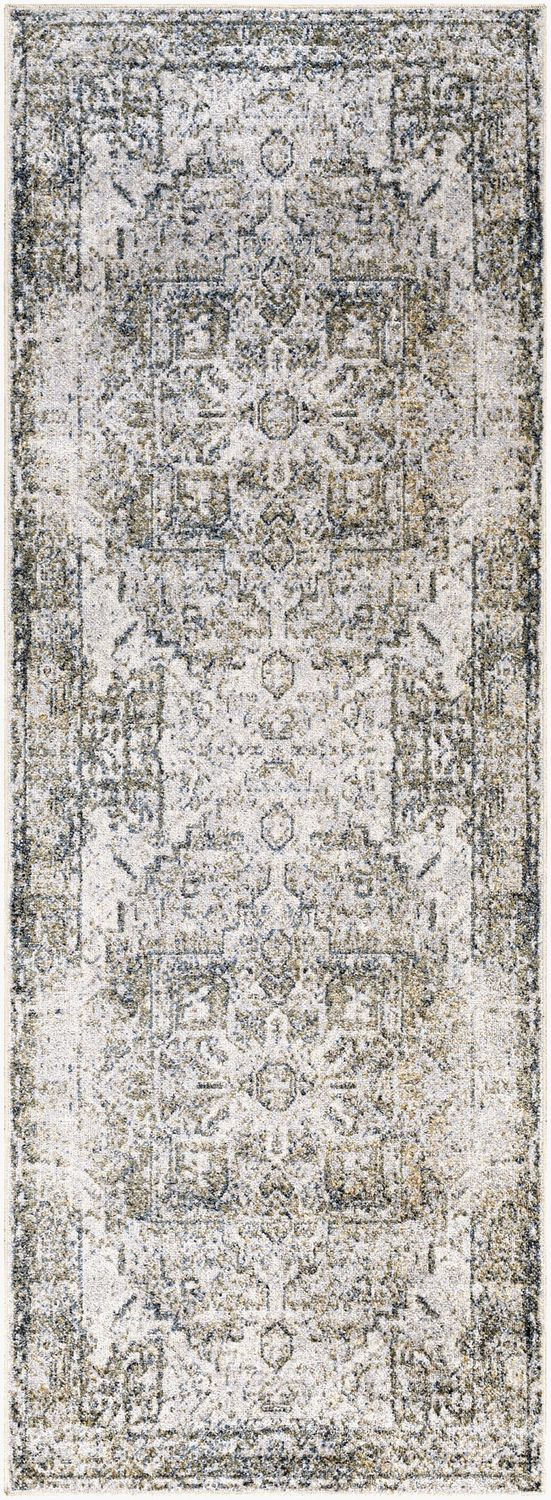 Lillian Machine Washable Runner, Light Gray