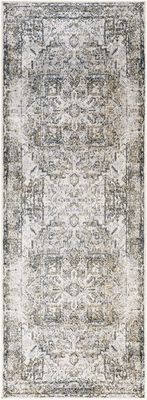 Lillian Machine Washable Runner, Light Gray