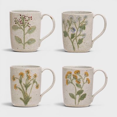 Handpainted Stoneware Botanical Mug