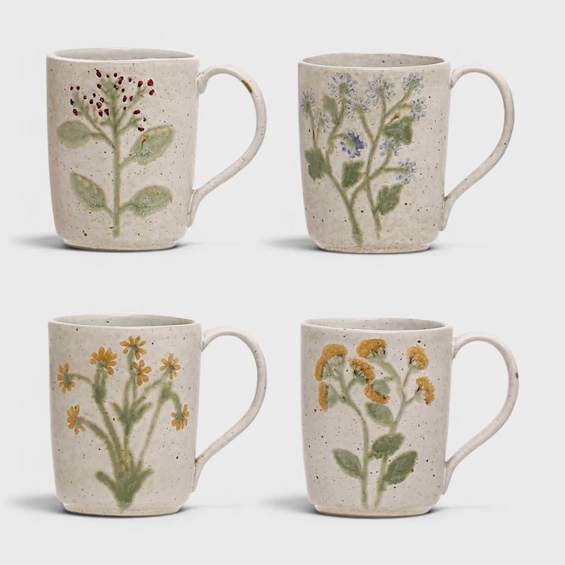 Handpainted Stoneware Botanical Mug