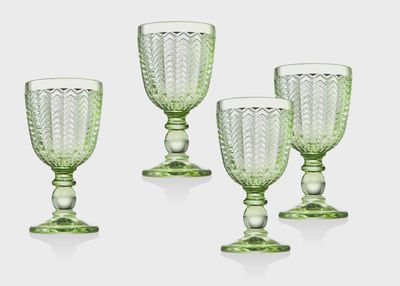 Twill Green Goblets, Set of 4