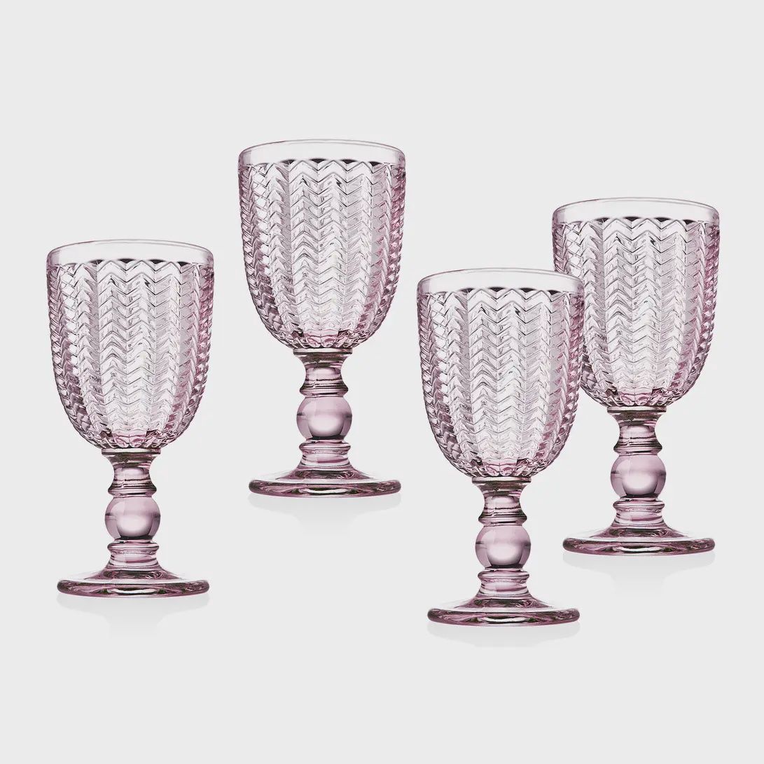 Twill Pink Goblets, Set of 4