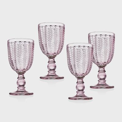 Twill Pink Goblets, Set of 4