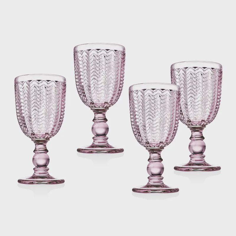 Twill Pink Goblets, Set of 4