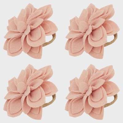 Felt Blossom Napkin Ring, Set of 4