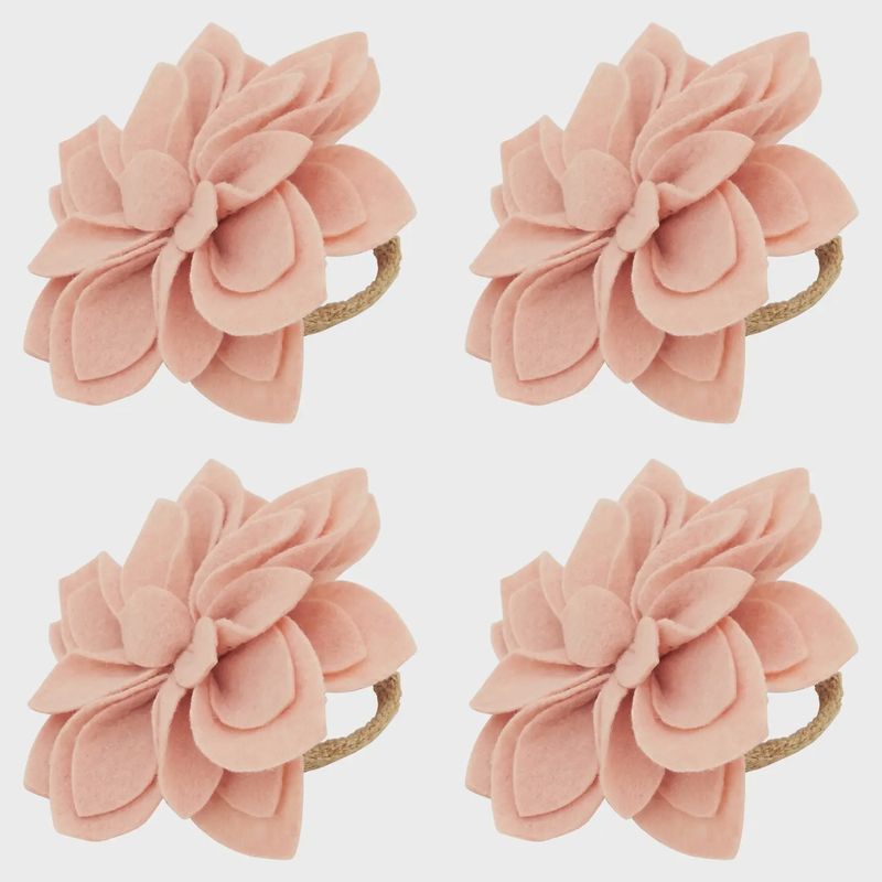 Felt Blossom Napkin Ring, Set of 4