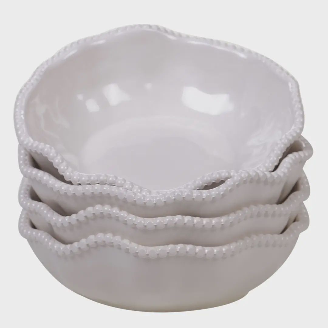 Perlette Cream Melamine Dishes, Style: Bowl