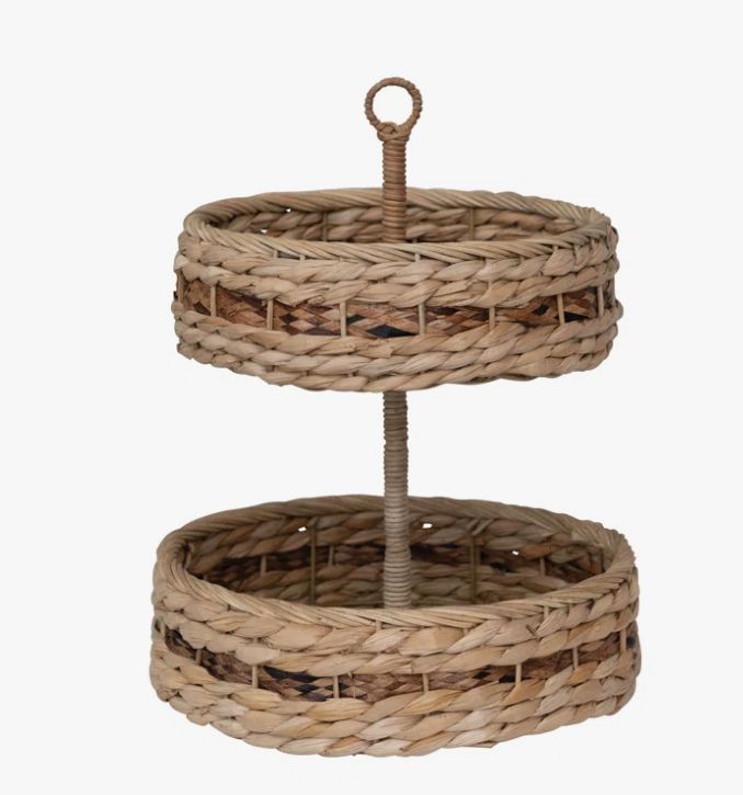 Wicker and Bankuan 2-Tier Tray