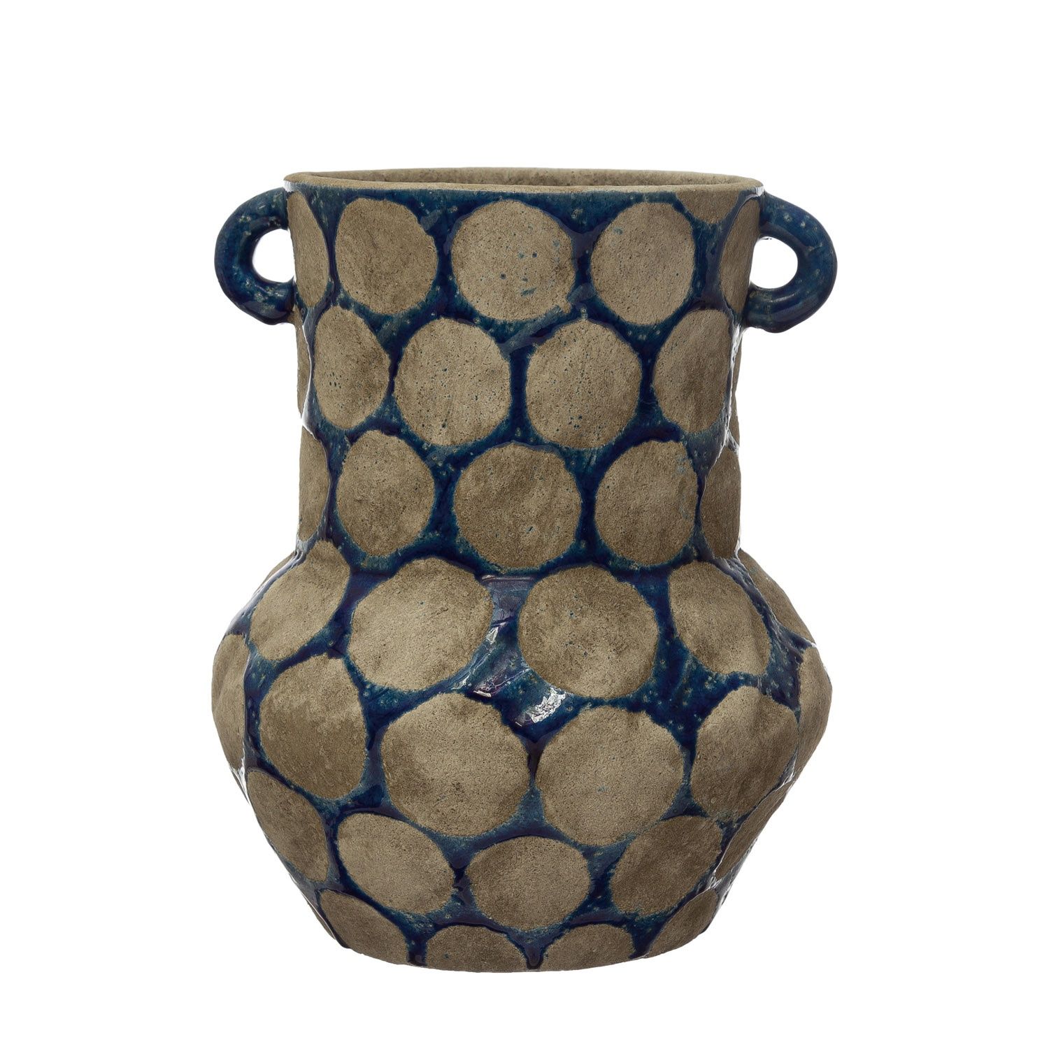 Blue Terracotta Planter with Dots, Large