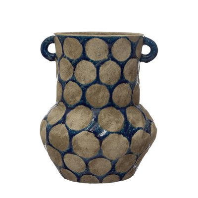 Blue Terracotta Planter with Dots, Large