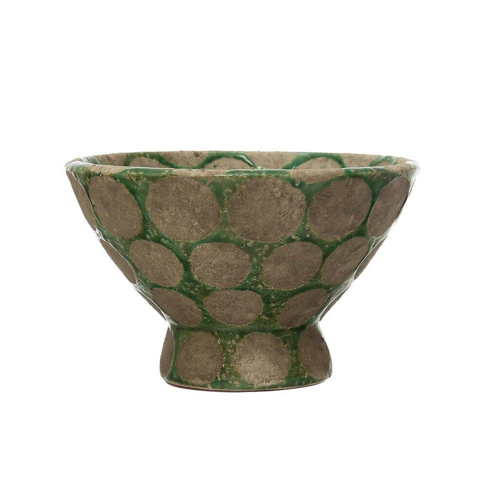 Green Footed Planter with Dots