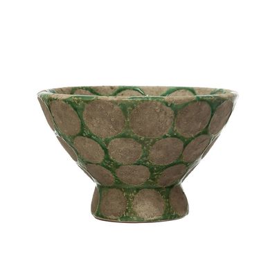 Green Footed Planter with Dots