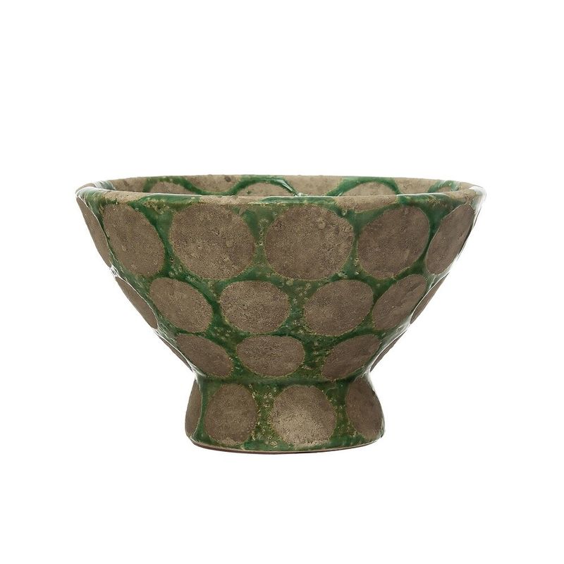Green Footed Planter with Dots
