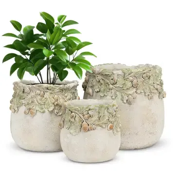 Oak Leaves and Acorns Planter