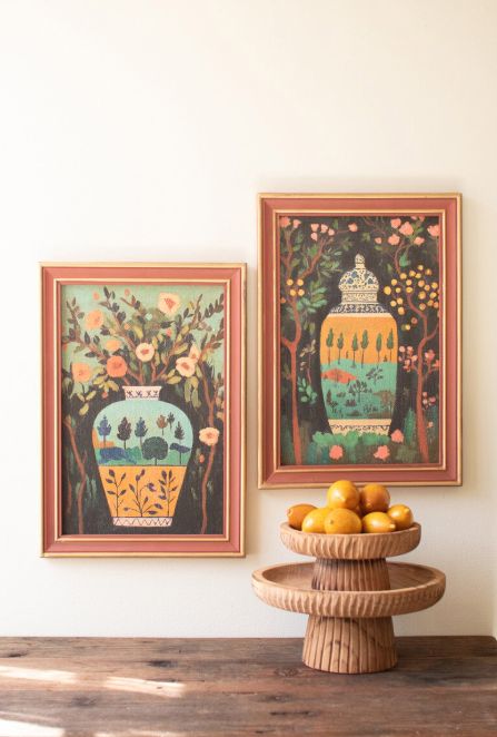 Framed Vases Painting, Set of 2