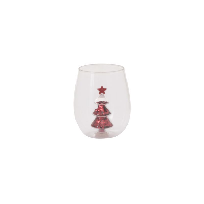 Glitter Tree Glass, Color: Red