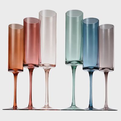 Rainbow Champagne Flutes, Set of 6