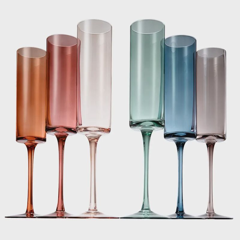 Rainbow Champagne Flutes, Set of 6