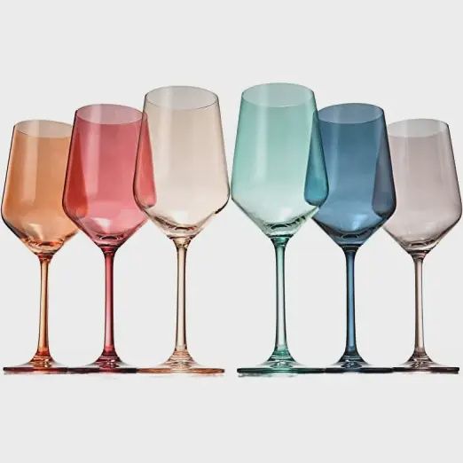 Pastel Wine Glasses, Set of 6