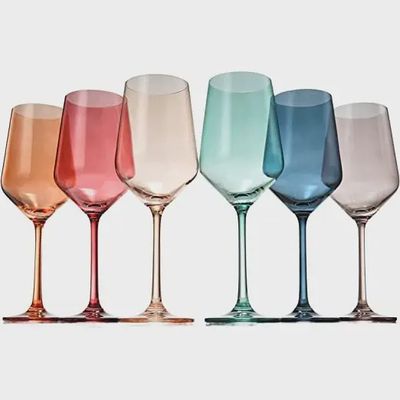 Pastel Wine Glasses, Set of 6