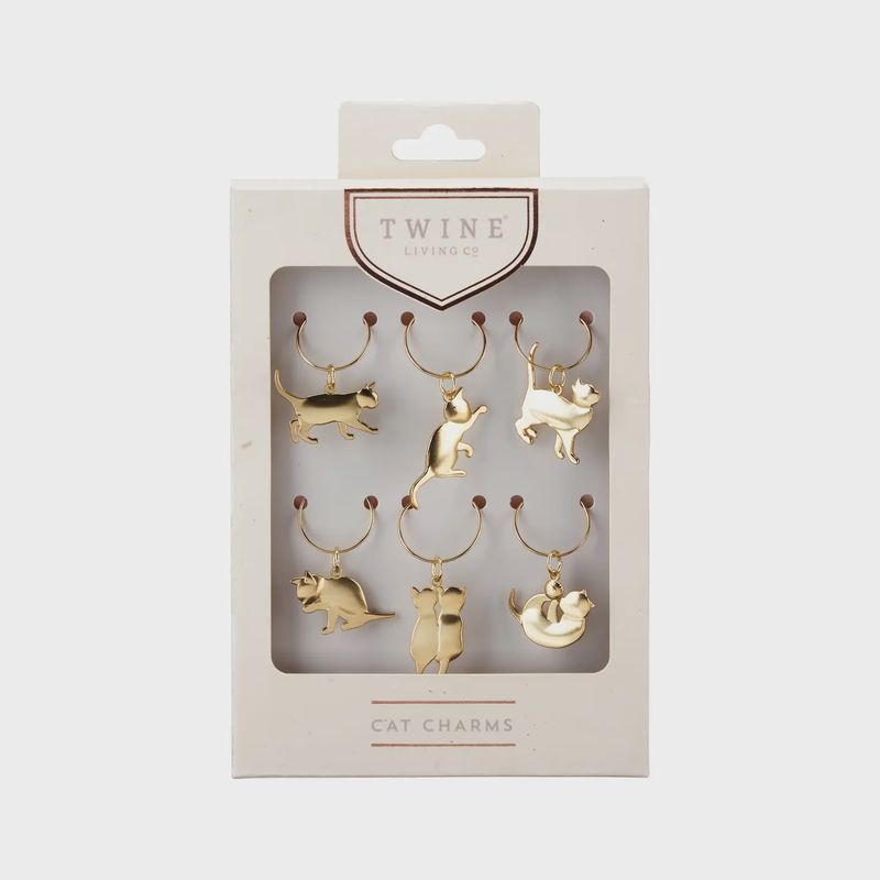 Cat Wine Charms, Set of 6