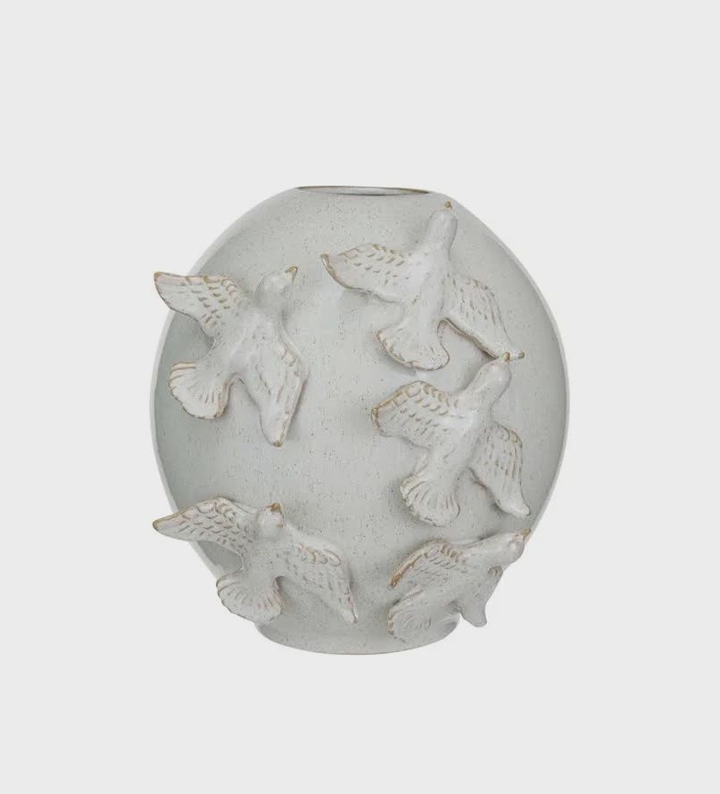 Stoneware Vase with Birds