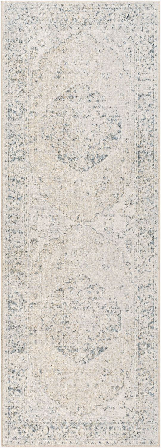 Lillian Machine Washable Runner, Cream and Blue