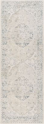 Lillian Machine Washable Runner, Cream and Blue