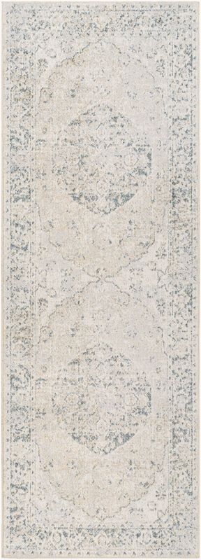 Lillian Machine Washable Runner, Cream and Blue