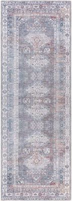 Colin Machine Washable Runner,  Gray and Blue
