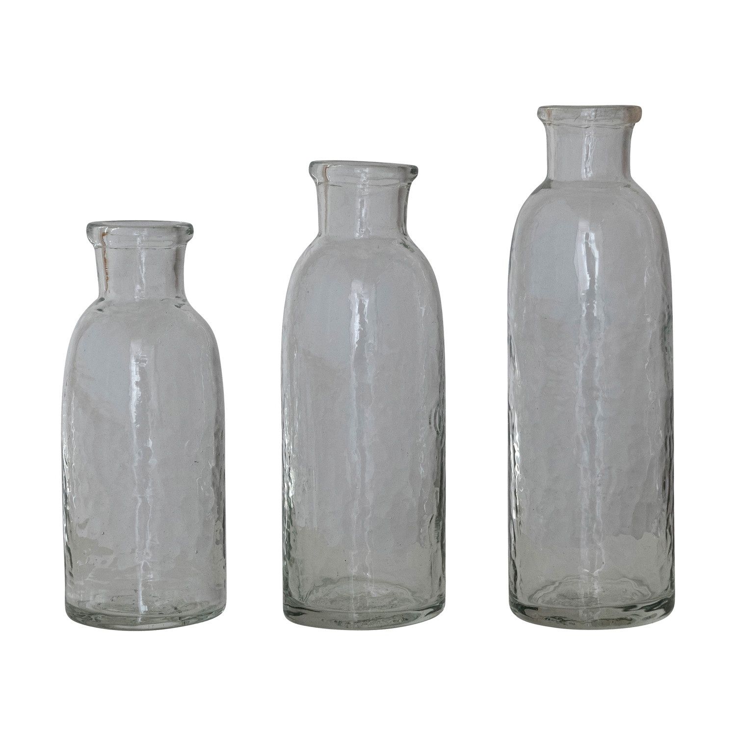 Glass Bottle Vase, Set of 3