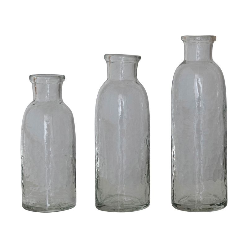 Glass Bottle Vase, Set of 3