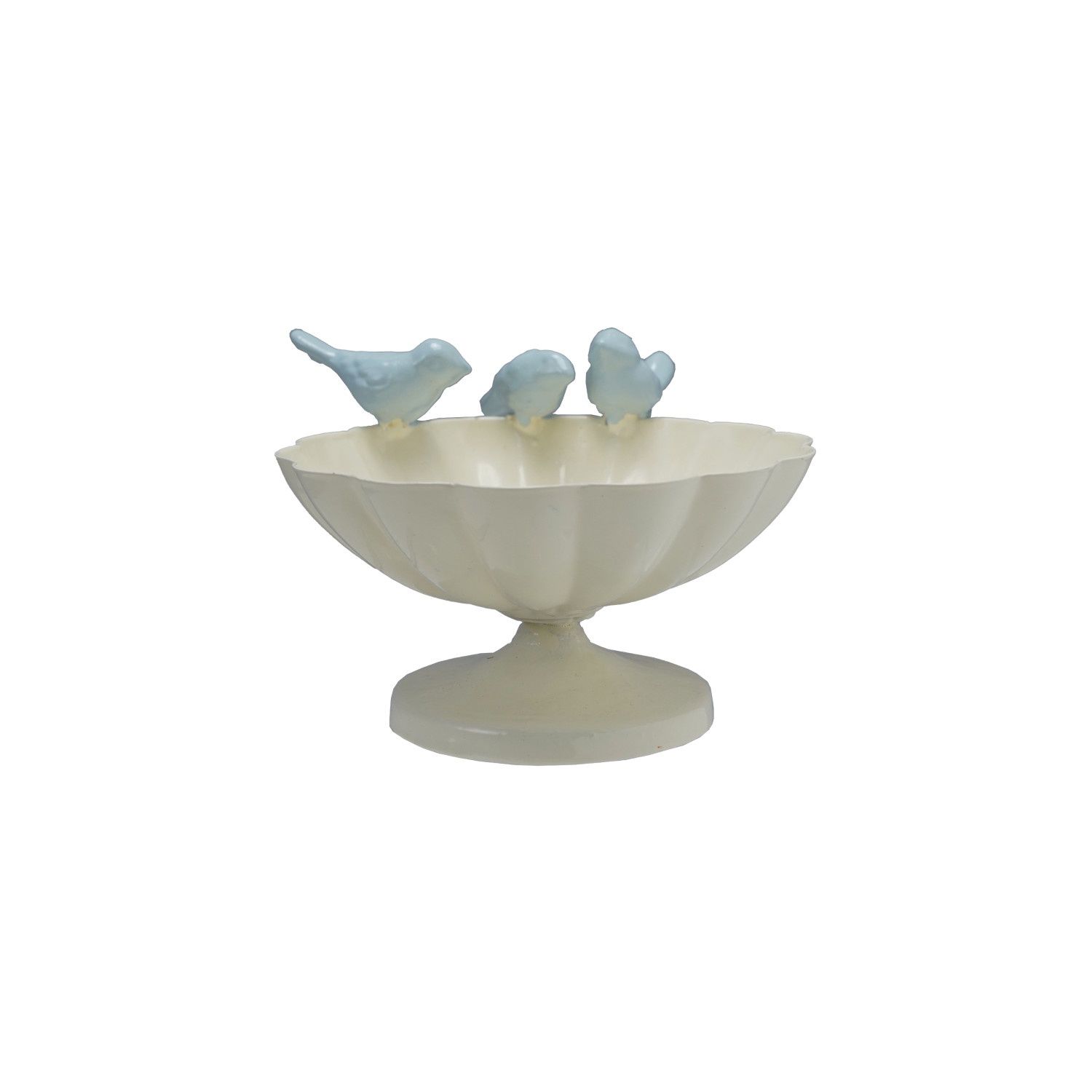 Metal Scalloped Bowl with Birds
