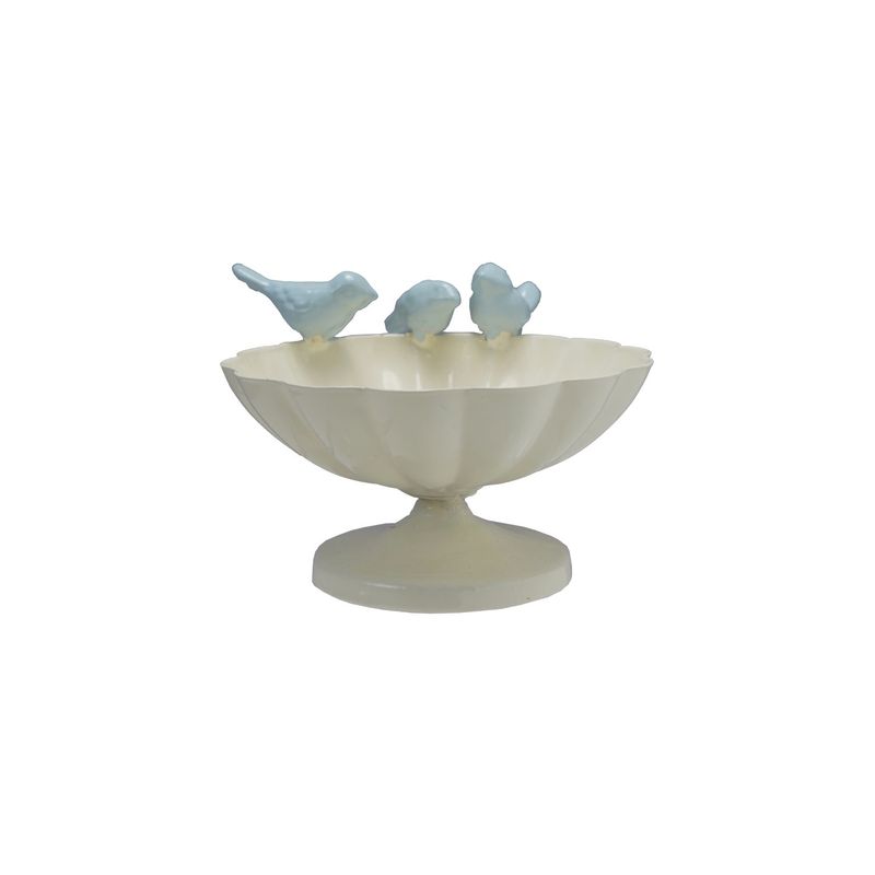 Metal Scalloped Bowl with Birds