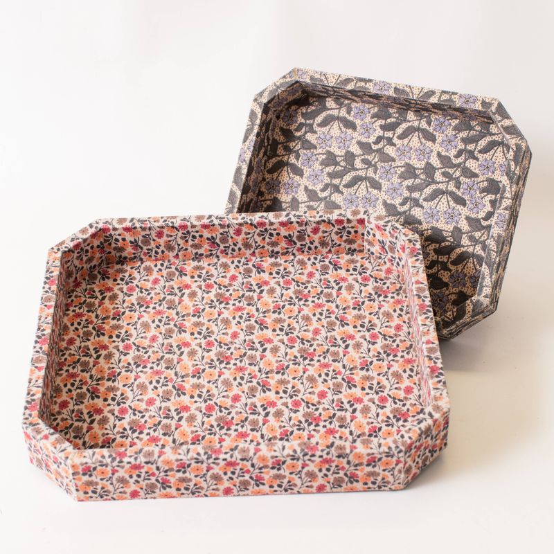 Floral Fabric Serving Tray, set of 2