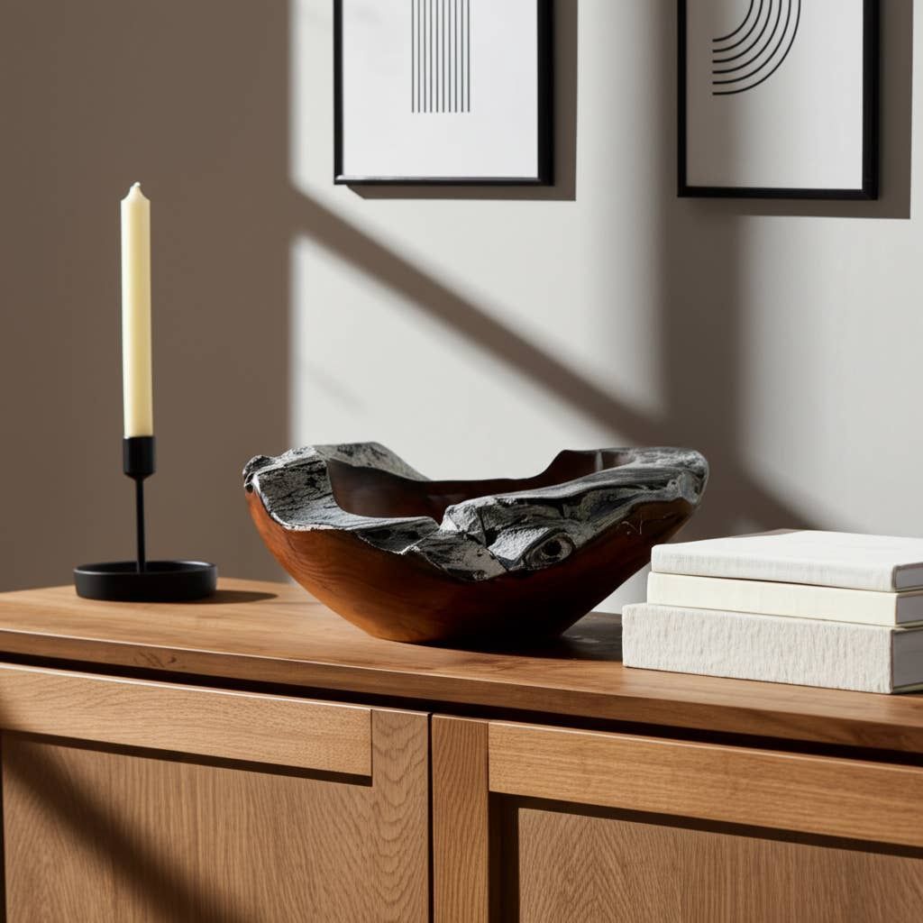 Brown Wood Natural Burnt Edges Bowl