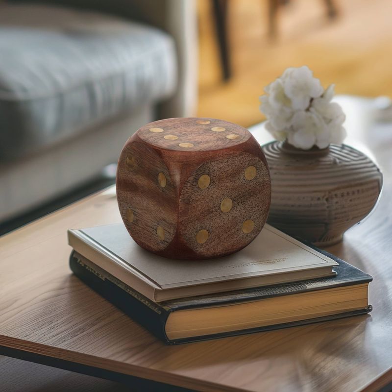 Antique Brown Wooden Square Dice