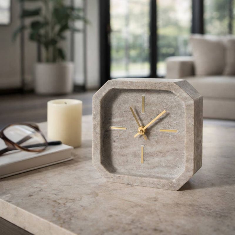 Modern Marble Octagon Table Clock